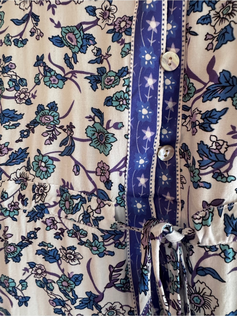 Blue Floral Button-Front Mini Dress - Picture 3 of 3